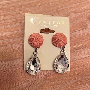 Crystal Collection Women’s Clear Teardrop Earrings.